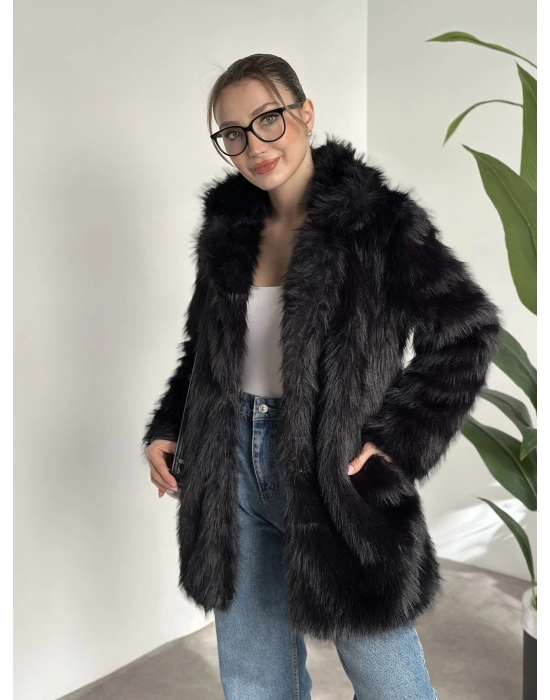 Ara boy cepli kürk kaban siyah