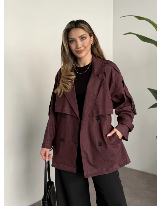 Ara boy denim trençkot bordo