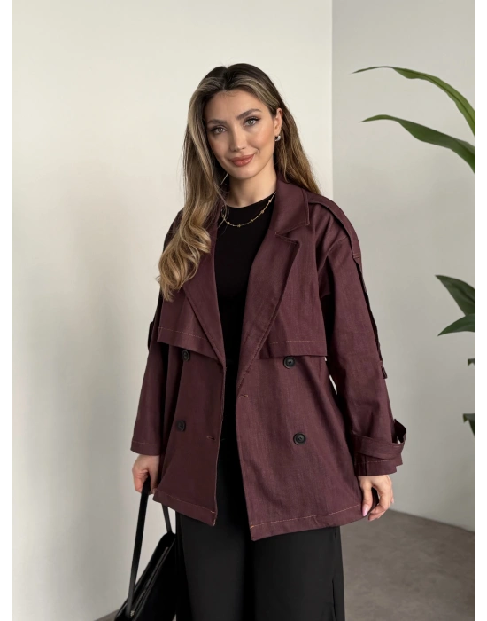 Ara boy denim trençkot bordo
