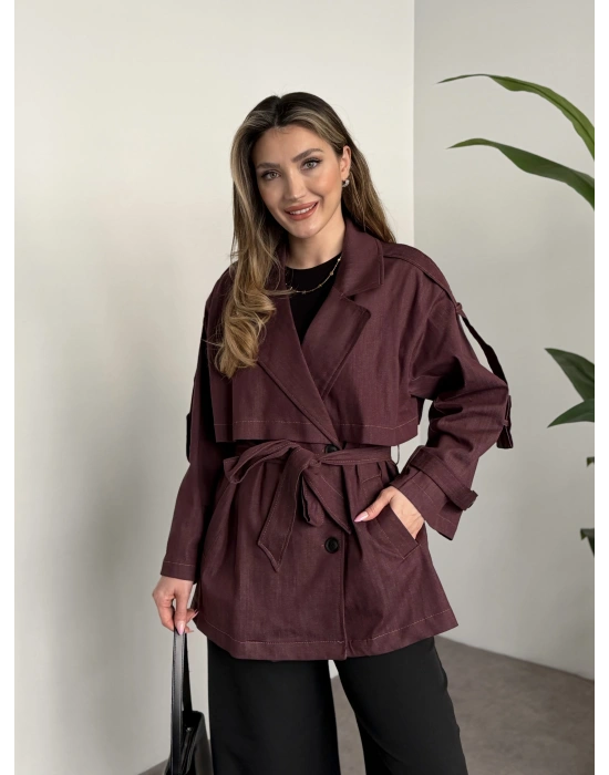 Ara boy denim trençkot bordo