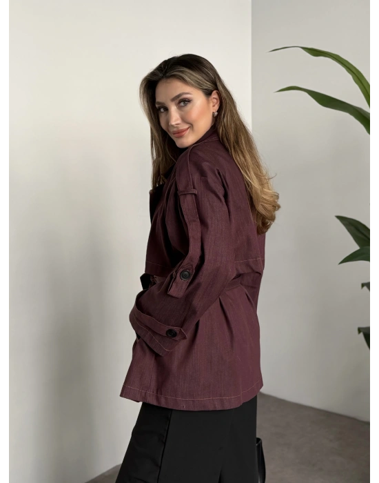 Ara boy denim trençkot bordo