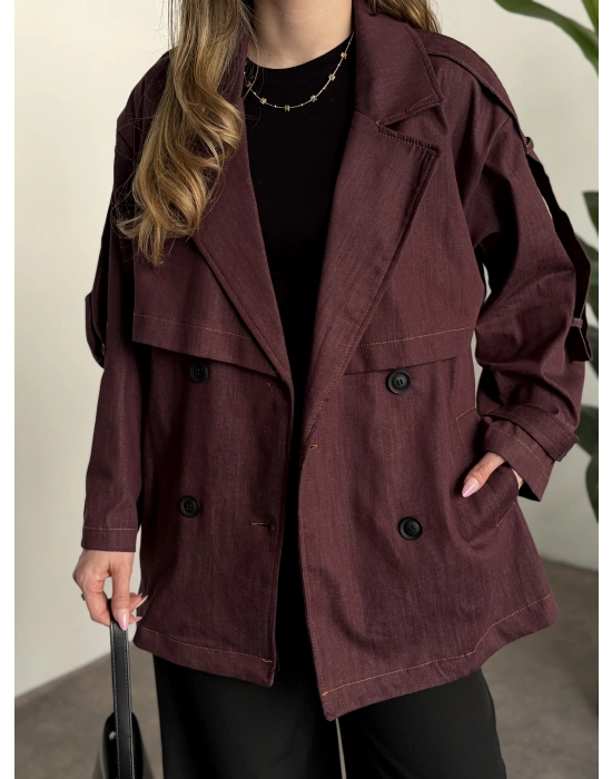 Ara boy denim trençkot bordo