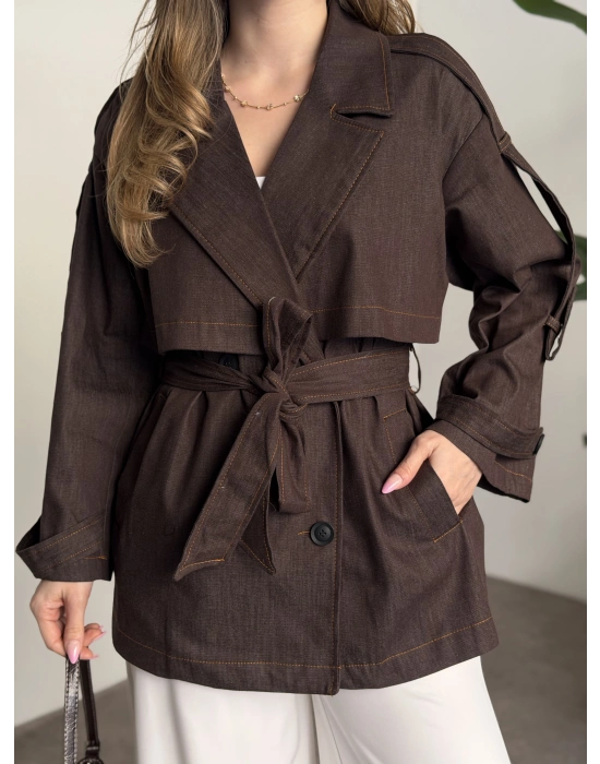 Ara boy denim trençkot kahve