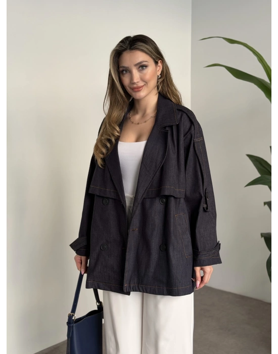 Ara boy denim trençkot mavi