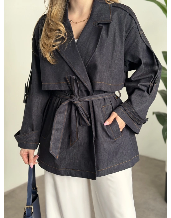 Ara boy denim trençkot mavi