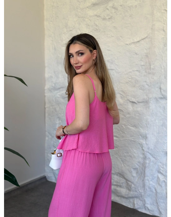 Askısı ayarlanabilir çilek kumaş takım pembe
