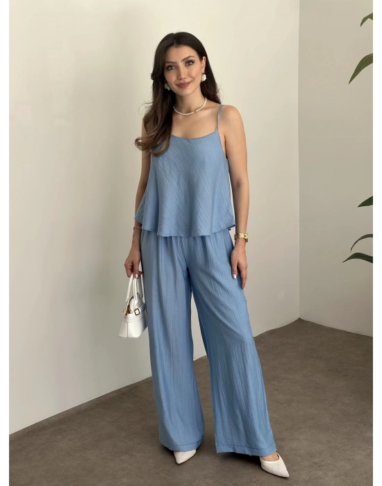 Askısı ayarlanabilir tensel kumaş takım bebek mavisi