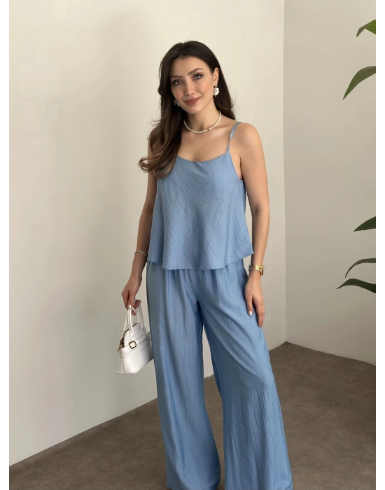 Askısı ayarlanabilir tensel kumaş takım bebek mavisi