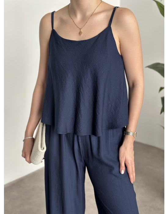 Askısı ayarlanabilir tensel kumaş takım lacivert