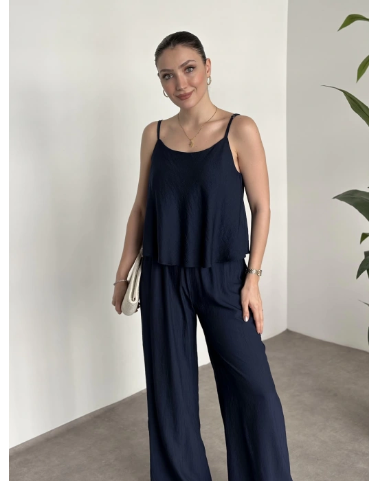 Askısı ayarlanabilir tensel kumaş takım lacivert