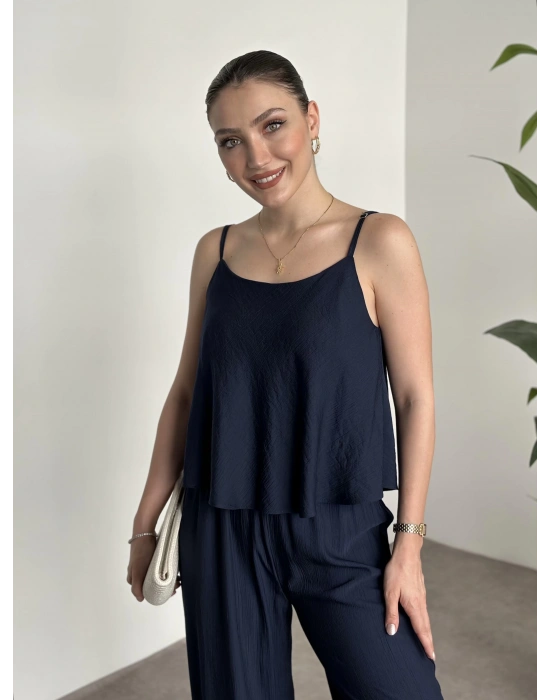 Askısı ayarlanabilir tensel kumaş takım lacivert