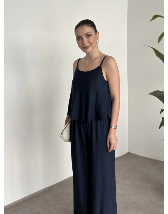 Askısı ayarlanabilir tensel kumaş takım lacivert