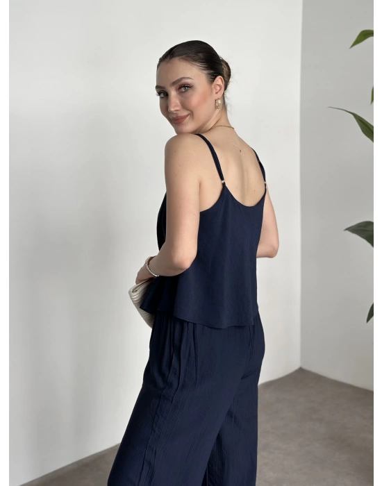 Askısı ayarlanabilir tensel kumaş takım lacivert