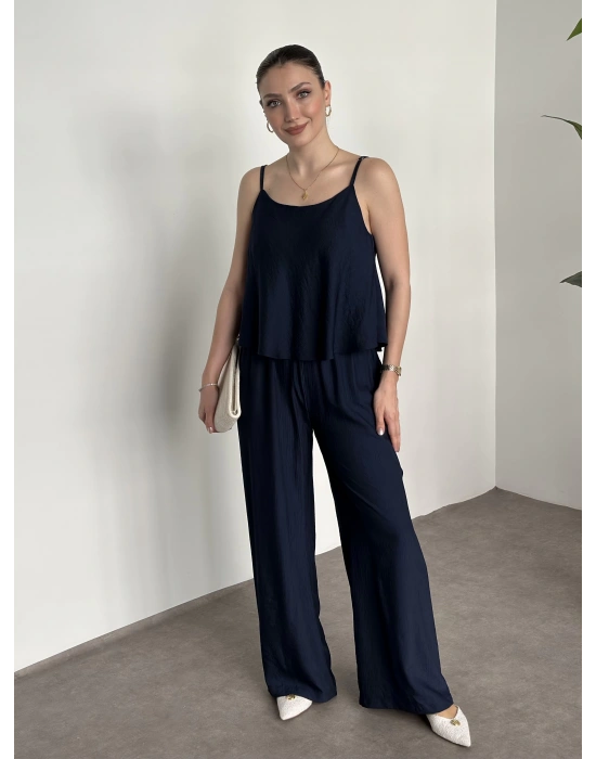 Askısı ayarlanabilir tensel kumaş takım lacivert