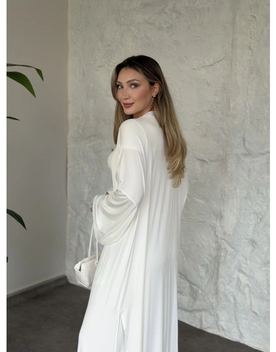 Basic üst & pantolonlu 3’lü takım beyaz