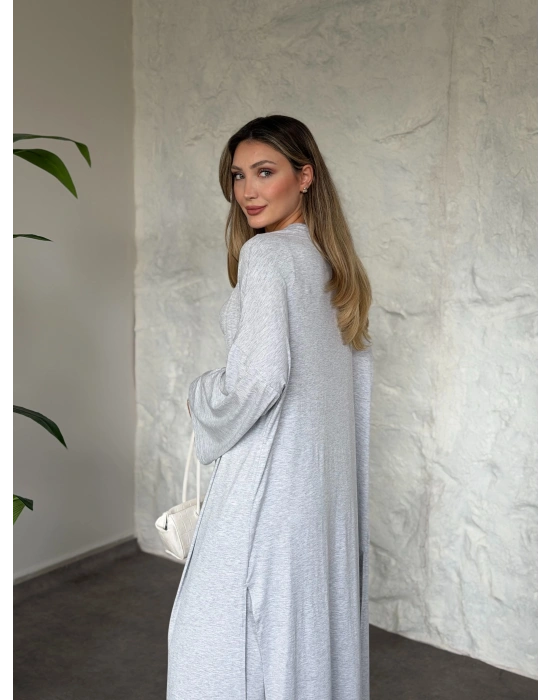 Basic üst & pantolonlu 3’lü takım gri
