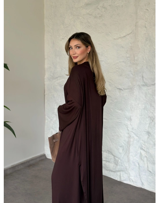 Basic üst & pantolonlu 3’lü takım kahve