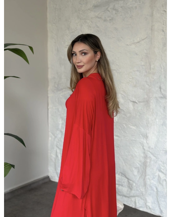 Basic üst & pantolonlu 3’lü takım kırmızı