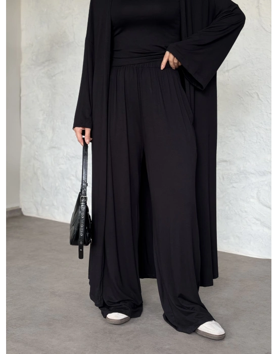 Basic üst & pantolonlu 3’lü takım siyah