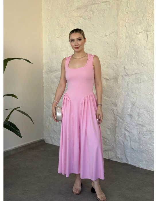 Bel drapeli prenses elbise pembe