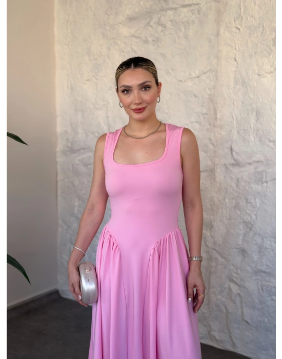 Bel drapeli prenses elbise pembe