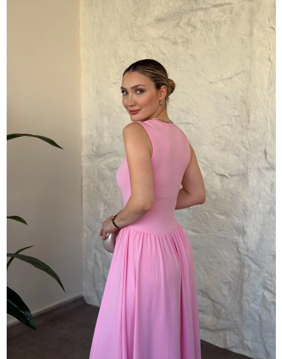 Bel drapeli prenses elbise pembe