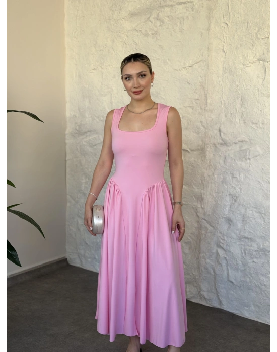 Bel drapeli prenses elbise pembe