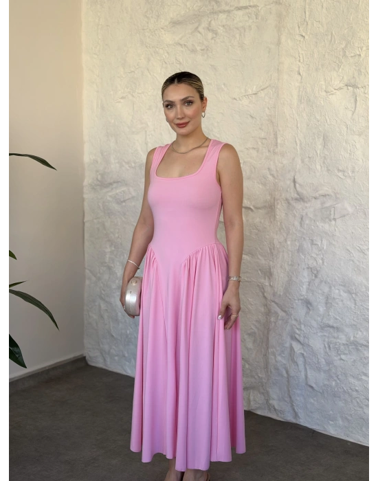 Bel drapeli prenses elbise pembe