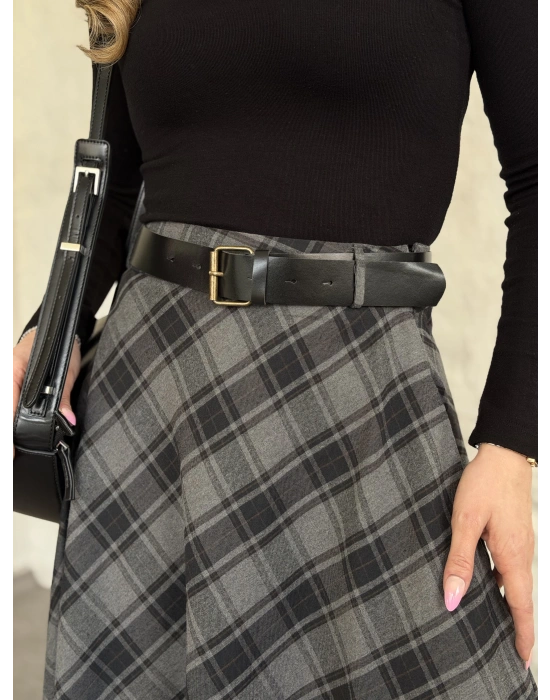 Belinden kemerli ekose etek siyah