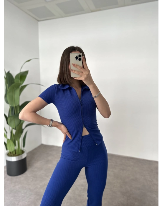 Burgu Kumaş Fermuarlı Takım Lacivert