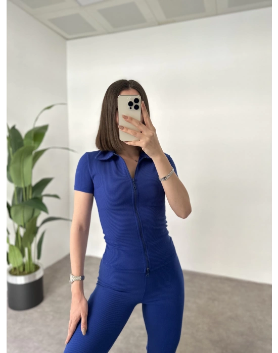 Burgu Kumaş Fermuarlı Takım Lacivert