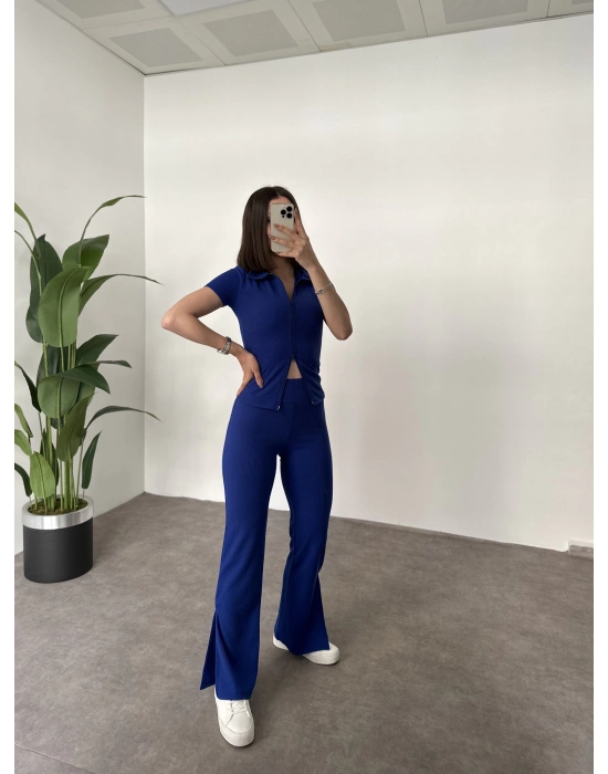 Burgu Kumaş Fermuarlı Takım Lacivert