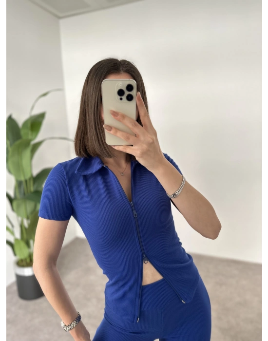 Burgu Kumaş Fermuarlı Takım Lacivert