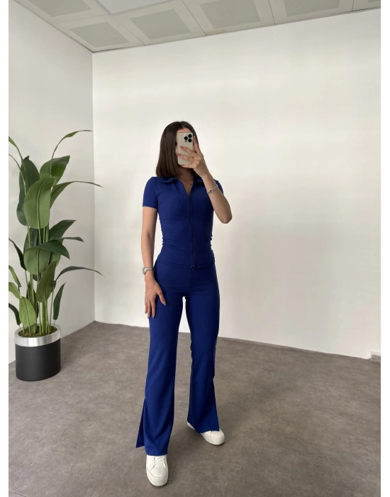 Burgu Kumaş Fermuarlı Takım Lacivert