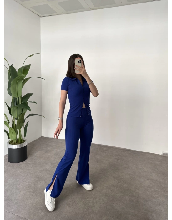 Burgu Kumaş Fermuarlı Takım Lacivert