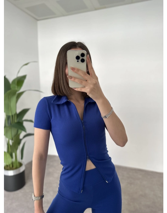 Burgu Kumaş Fermuarlı Takım Lacivert