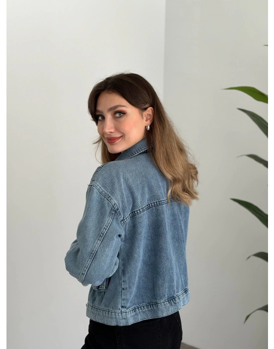 Cep detay crop kot ceket