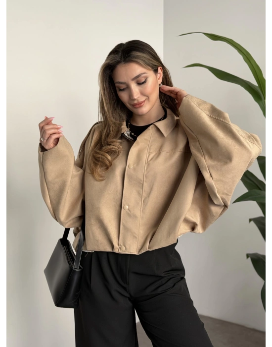 Çıt çıt bomber süet mont taş