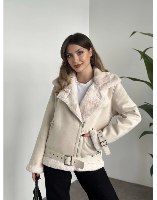 Dışı süet içi peluşlu zr model mont taş