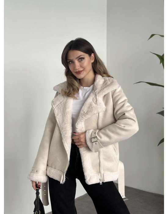 Dışı süet içi peluşlu zr model mont taş