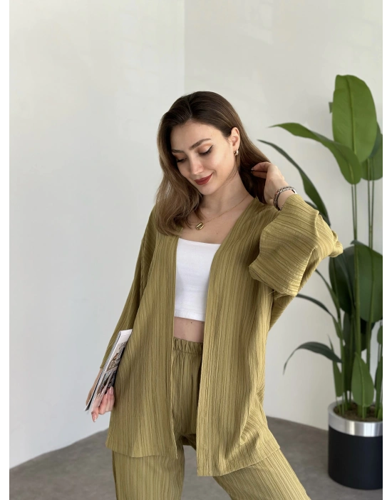 İkili Bol Kesim Takım Yağ Yeşili