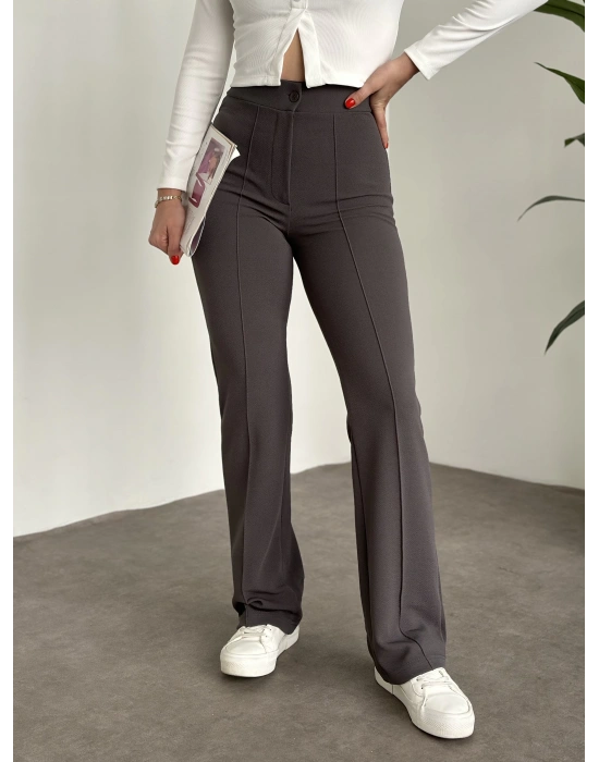 İkonik model enine boyuna full likralı düğmeli pantolon Antrasit