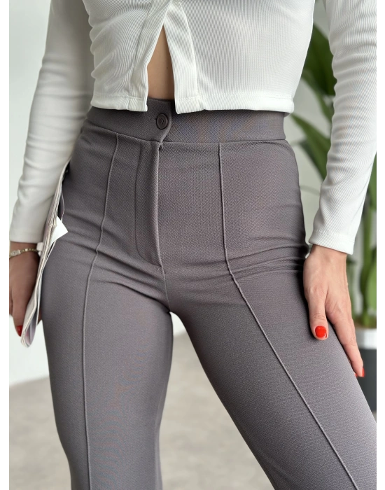 İkonik model enine boyuna full likralı düğmeli pantolon Antrasit