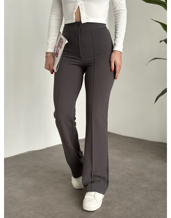 İkonik model enine boyuna full likralı düğmeli pantolon Antrasit