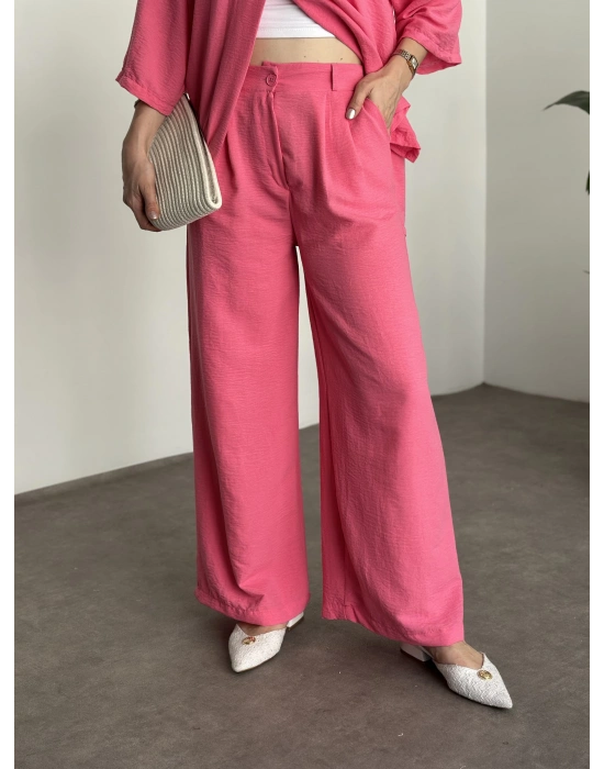 Kimona düğmeli takım pembe