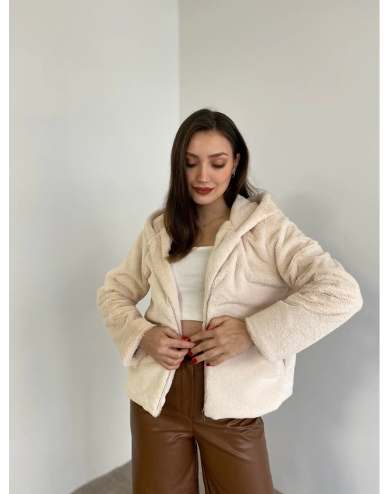 Kısa Kapsonlu Kürk krem