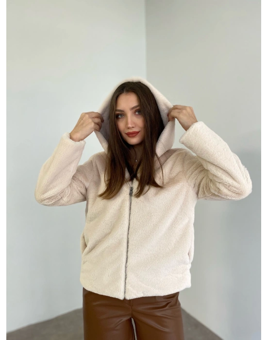 Kısa Kapsonlu Kürk krem