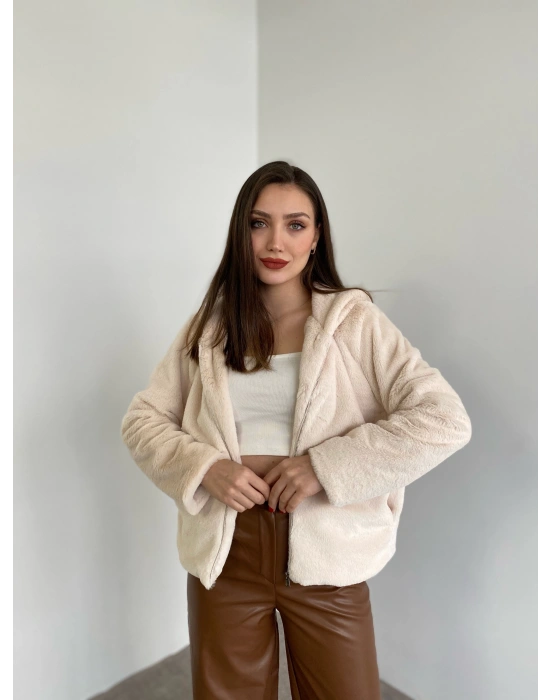 Kısa Kapsonlu Kürk krem