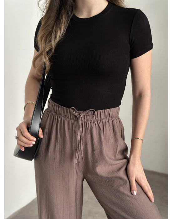 Kısa kol normal boy modal kumaş body siyah