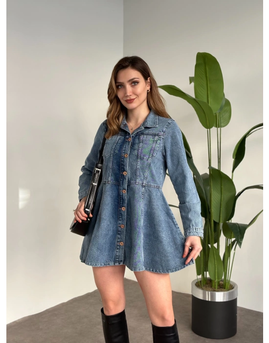 Kot Mini Gömlek Yaka Elbise